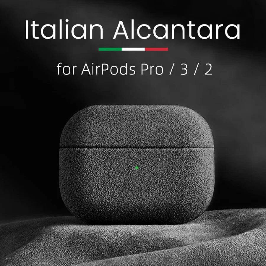 🎧 ALCANTARA Luxe Hoesje voor AirPods Pro 2 / AirPods 3 / 2 / 1 – Premium Kunstleer Bescherming