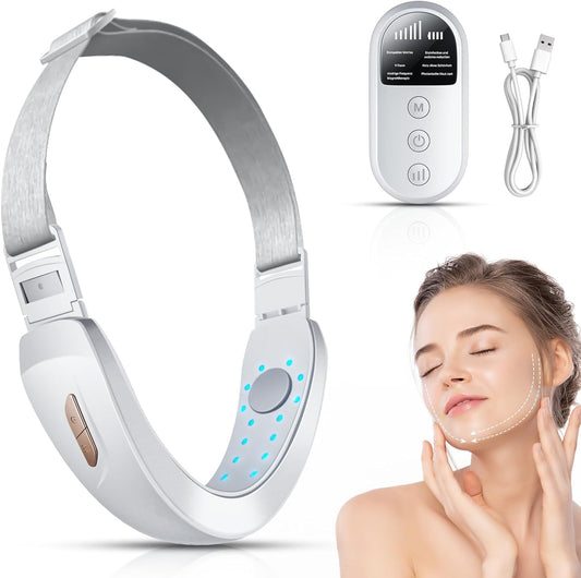 Wonder Forge Appareil De Levage Du Visage, EMS Massage Visage, 6 Modes V-Face Shaping Massager Électrique, Massage Visage À Lumière Rouge Et Bleue Avec Télécommande